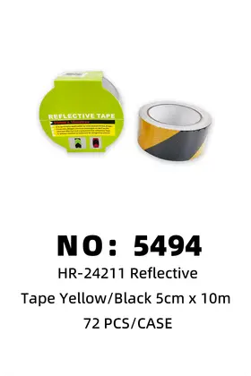 Yellow & Black Stripe 5cm*10m Reflective Tape