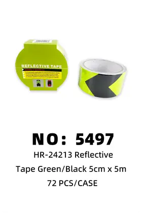 Lime Green & Black Arrow Stripe 5cm*5m Reflective Tape