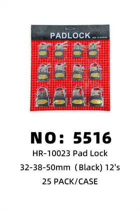 12's Padlocks Black 32-38-50mm 25PACK/
