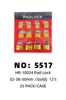 12's Padlocks Gold 32-38-50mm 25PACK/