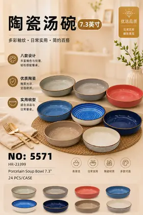 7.3 Inch Straight-Rim Bowls Ceramic Bowls