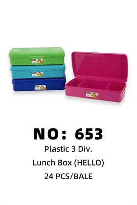 HELLO Plastic 3-Grid Lunch Boxes