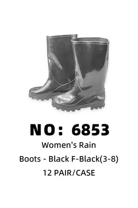 Women Black Rain Boots 12PAIR/