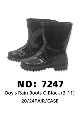 Kids Black Rain Boots ( 3-11) 20/24PAIR/
