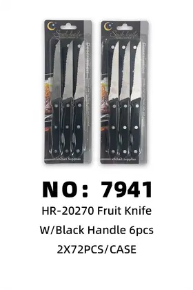 Black Handle Steak Knives 6pcs 2X